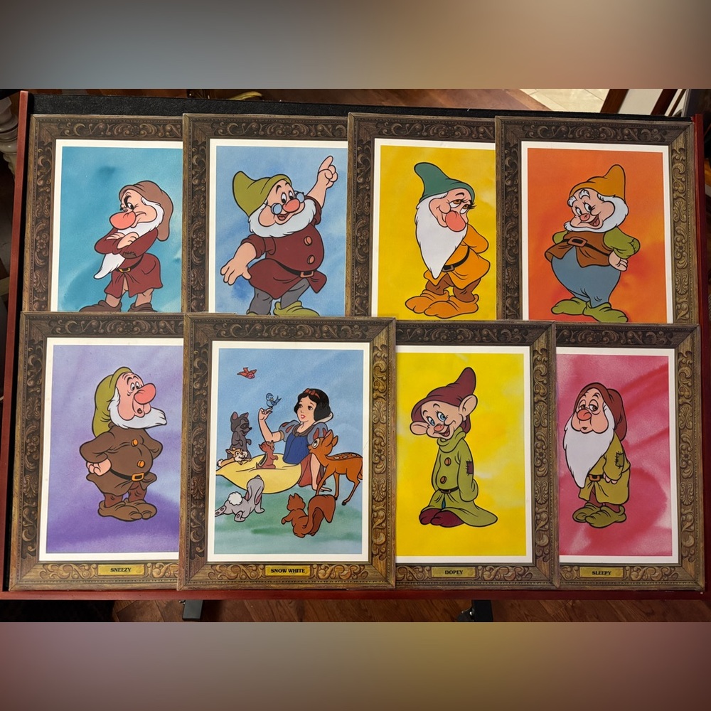 Disney Snow White And The Seven Dwarfs 1975 Orig Character Lobby Card Set Of 8